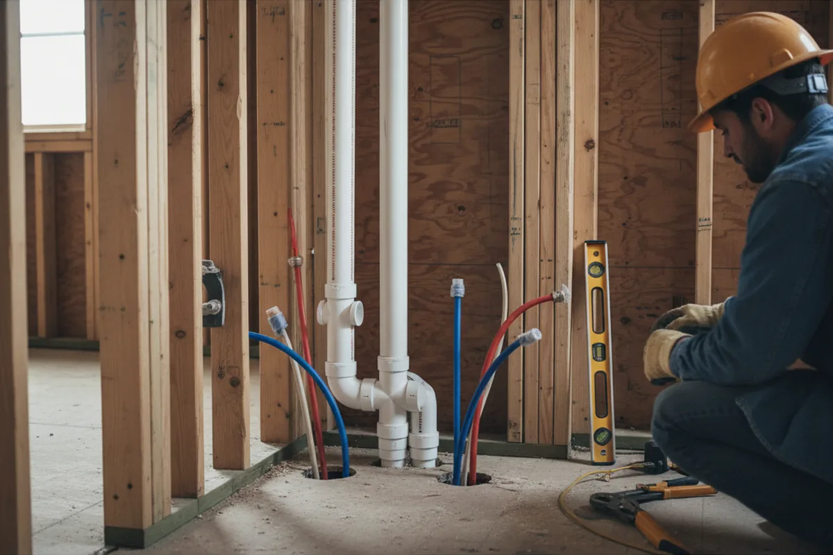 Drain and supply rough-in during Leak Detection in Hartford